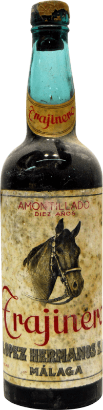 82,95 € Free Shipping | Fortified wine López Hermanos Trajinero Amontillado Collector's Specimen 1940's Spain 10 Years Bottle 75 cl