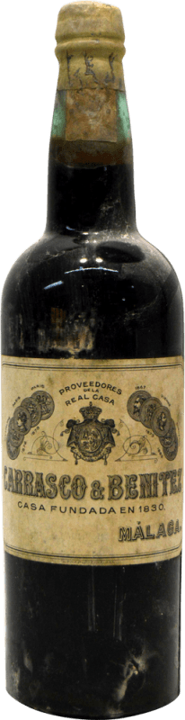 44,95 € 免费送货 | 强化酒 Carrasco & Benítez Málaga 珍藏版 1940 年代 西班牙 瓶子 75 cl
