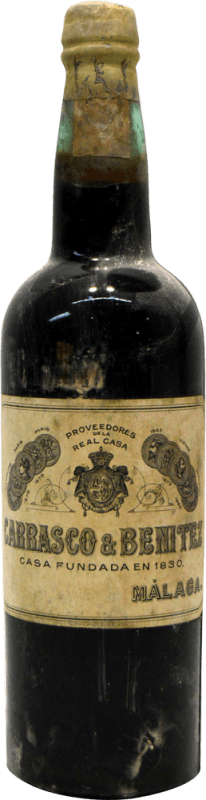 46,95 € Envoi gratuit | Vin Fortifié Carrasco & Benítez Málaga 1940's Espagne Bouteille 75 cl Objet de Collection Non Destinée à la Consommation