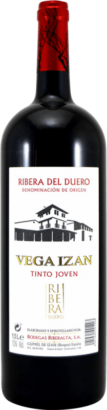 7,95 € Envío gratis | Vino tinto Riberalta Vega Izán Joven D.O. Ribera del Duero Castilla y León España Tempranillo Botella Magnum 1,5 L