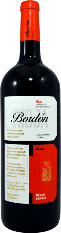 13,95 € Spedizione Gratuita | Vino rosso Bodegas Franco Españolas Bordón Crianza D.O.Ca. Rioja La Rioja Spagna Tempranillo, Grenache Tintorera Bottiglia Magnum 1,5 L