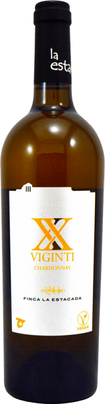 8,95 € Бесплатная доставка | Белое вино Finca La Estacada Viginti I.G.P. Vino de la Tierra de Castilla Кастилья-Ла-Манча Испания Chardonnay бутылка 75 cl