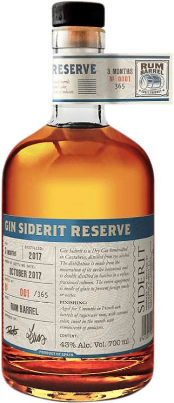 53,95 € Envoi gratuit | Genièvre Gin Siderit Rum Cask Finish — Finition en Fût Réserve Espagne 70 cl