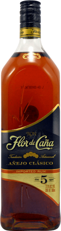 17,95 € 免费送货 | 朗姆酒 Flor de Caña Clásico 尼加拉瓜 5 岁 瓶子 1 L