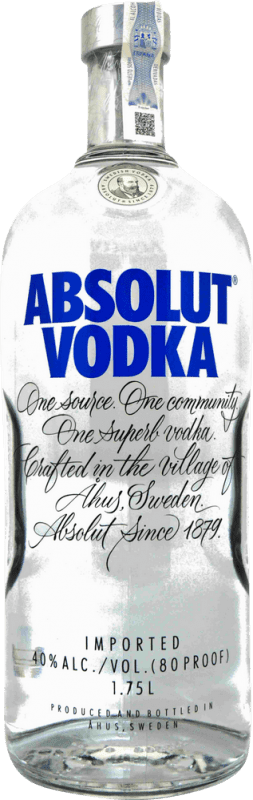 49,95 € Envio grátis | Vodca Absolut Suécia Garrafa Especial 1,75 L