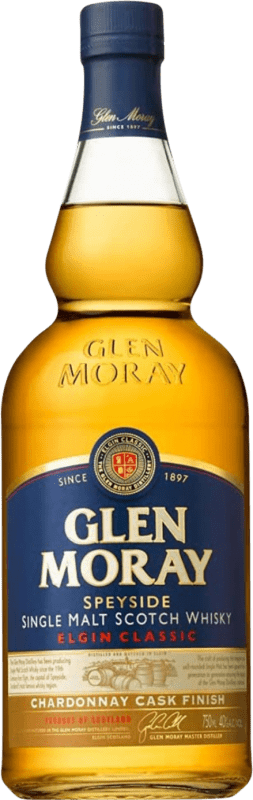 42,95 € Envio grátis | Whisky Single Malt Glen Moray Chardonnay Cask Finish — Afinado em Barrica Reino Unido 70 cl