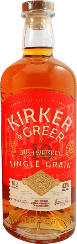 67,95 € Free Shipping | Whisky Single Malt Kirker Greer Single Grain Irish Ireland 10 Years Bottle 70 cl