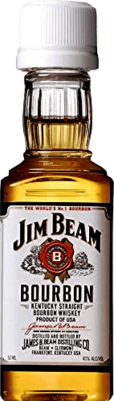 24,95 € Envio grátis | Caixa de 10 unidades Whisky Bourbon Jim Beam White Estados Unidos Garrafa Miniatura 5 cl