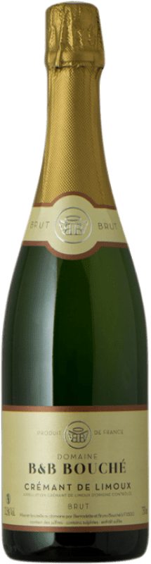 11,95 € 免费送货 | 白起泡酒 B&B Bouché 香槟 A.O.C. Crémant de Limoux 朗格多克 - 鲁西荣 法国 Pinot Black, Chardonnay, Chenin White 瓶子 75 cl
