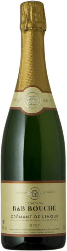 12,95 € 送料無料 | 白のスパークリングワイン B&B Bouché Brut — ブリュット A.O.C. Crémant de Limoux ラングドックルシヨン フランス Pinot Noir — ピノ・ノワール, Chardonnay — シャルドネ, Chenin — シュナン ボトル 75 cl