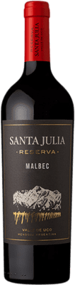 15,95 € Envío gratis | Vino tinto Santa Julia Reserva I.G. Mendoza Valle de Uco Argentina Malbec Botella 75 cl
