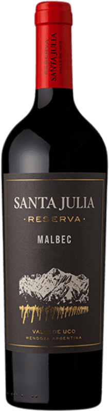 15,95 € Free Shipping | Red wine Santa Julia Reserve I.G. Mendoza Uco Valley Argentina Malbec Bottle 75 cl