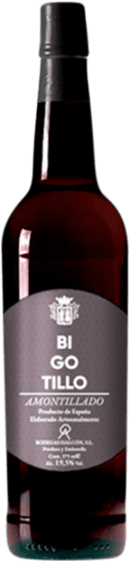 26,95 € Kostenloser Versand | Verstärkter Wein Halcón Bigotillo Amontillado D.O. Jerez-Xérès-Sherry Andalusien Spanien Palomino Fino Flasche 75 cl