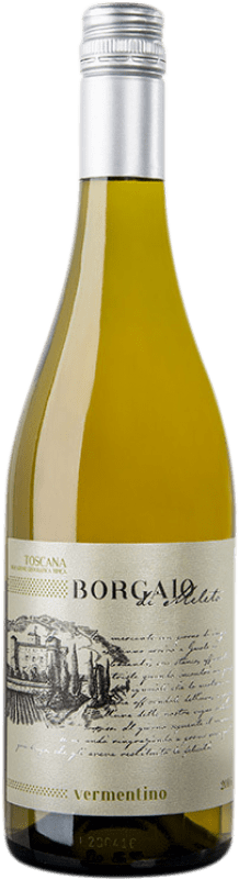 9,95 € Spedizione Gratuita | Vino bianco Castello di Meleto Borgaio Bianco I.G.T. Toscana Toscana Italia Vermentino Bottiglia 75 cl