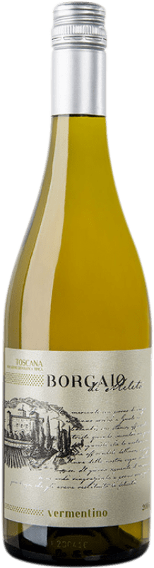 10,95 € Spedizione Gratuita | Vino bianco Castello di Meleto Borgaio Bianco I.G.T. Toscana Toscana Italia Vermentino Bottiglia 75 cl