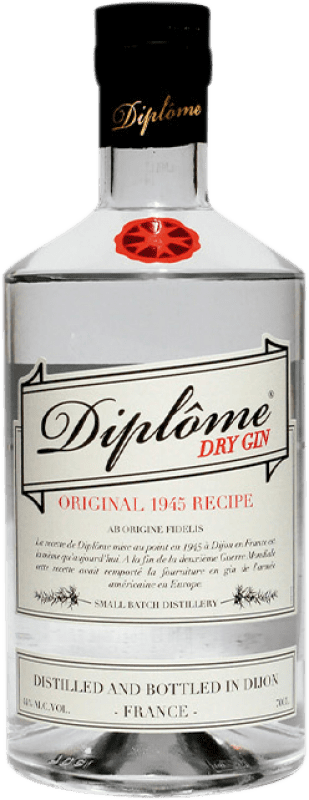 44,95 € Envio grátis | Gin Diplôme Gin Dry França Garrafa 70 cl