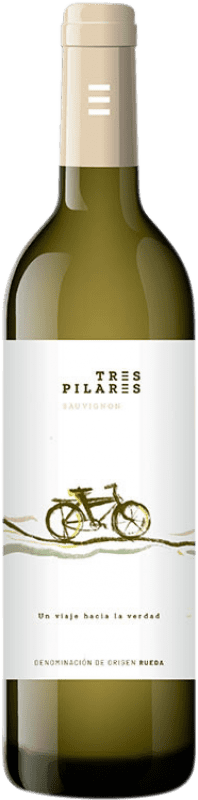 10,95 € Envio grátis | Vinho branco Tres Pilares D.O. Rueda Castela e Leão Espanha Sauvignon Branca Garrafa 75 cl