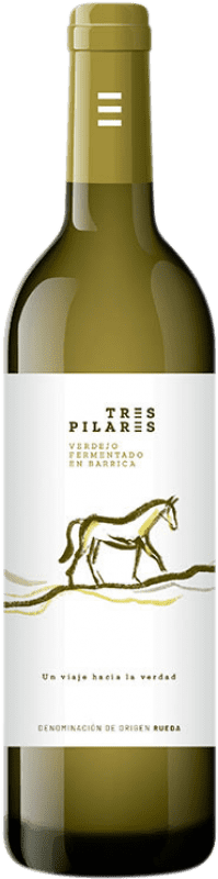 11,95 € Envio grátis | Vinho branco Tres Pilares Fermentado en Barrica Crianza D.O. Rueda Castela e Leão Espanha Verdejo Garrafa 75 cl