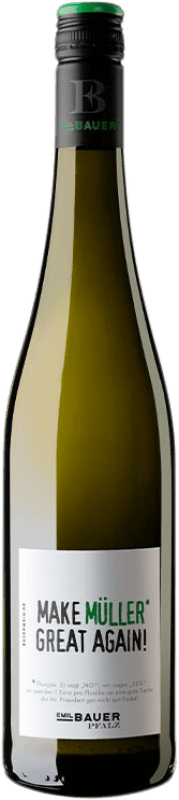 10,95 € Envío gratis | Vino Blanco Emil Bauer Make Müller Great Again Q.b.A. Pfälz Rheinhessen Alemania Müller-Thurgau 75 cl