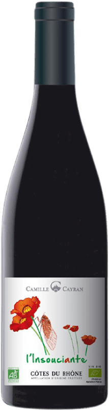 10,95 € Free Shipping | Red Wine Cave de Cairanne Camille Cayran L'insouciante A.O.C. Côtes du Rhône Rhône France Garnacha — Grenache Eco — Organic 75 cl