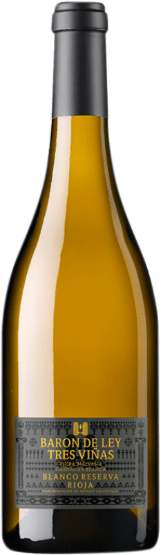 13,95 € Бесплатная доставка | Белое вино Barón de Ley Tres Viñas Резерв D.O.Ca. Rioja Ла-Риоха Испания Viura, Malvasía, Grenache White бутылка 75 cl