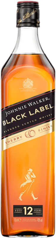 59,95 € Envio grátis | Whisky Blended Johnnie Walker Black Label Sherry Finish Escócia Reino Unido 12 Anos Garrafa 70 cl