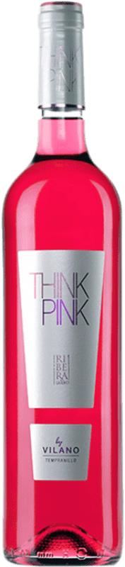 6,95 € Spedizione Gratuita | Vino rosato Viña Vilano Think Pink Rosado D.O. Ribera del Duero Castilla y León Spagna Tempranillo Bottiglia 75 cl