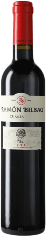 9,95 € Spedizione Gratuita | Vino Rosso Ramón Bilbao Crianza — Invecchiato in Botte D.O.Ca. Rioja La Rioja Spagna Tempranillo Bottiglia Medium 50 cl