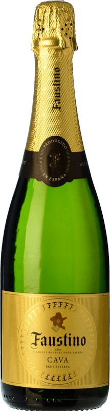 13,95 € 免费送货 | 白起泡酒 Faustino Extra Brut — 特干型起泡酒 珍藏 D.O. Cava 加泰罗尼亚 西班牙 Macabeo — 马卡贝奥, Chardonnay — 莎当妮 75 cl