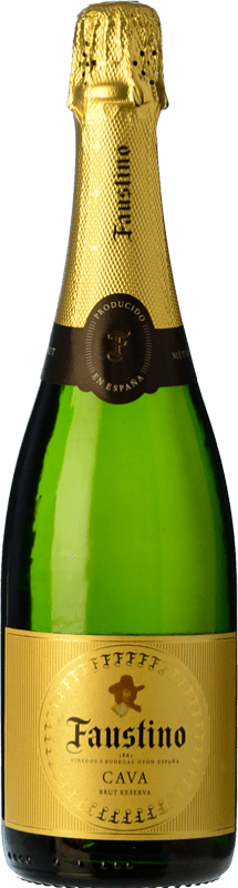 8,95 € Spedizione Gratuita | Spumante bianco Faustino Brut Extra Riserva D.O. Cava Catalogna Spagna Macabeo, Chardonnay Bottiglia 75 cl