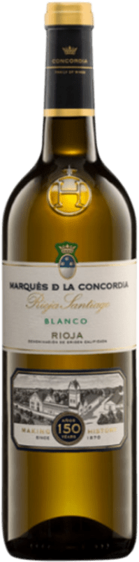 7,95 € Envío gratis | Vino blanco Marqués de La Concordia Santiago Blanco D.O.Ca. Rioja La Rioja España Viura, Chardonnay, Tempranillo Blanco Botella 75 cl