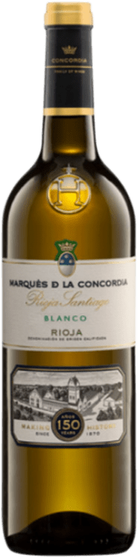 8,95 € Kostenloser Versand | Weißwein Marqués de La Concordia Santiago D.O.Ca. Rioja La Rioja Spanien Tempranillo, Viura, Chardonnay Flasche 75 cl