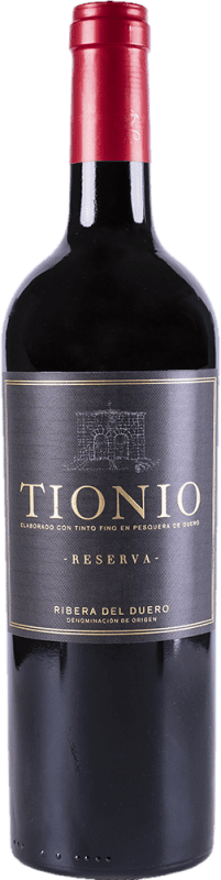 23,95 € Envío gratis | Vino tinto Tionio Reserva D.O. Ribera del Duero Castilla y León España Tempranillo Botella 75 cl