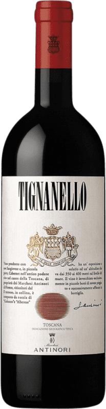 122,95 € Spedizione Gratuita | Vino rosso Antinori Tignanello D.O.C. Italia Italia Cabernet Sauvignon, Sangiovese, Cabernet Franc Bottiglia 75 cl