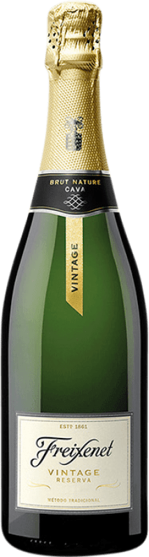 10,95 € 送料無料 | 白のスパークリングワイン Freixenet Brut Nature — ブリュット・ナチュール Vintage レセルバ D.O. Cava カタロニア スペイン Macabeo — マカベオ, Xarel·lo — チャレッロ, Parellada — パレリャーダ 75 cl