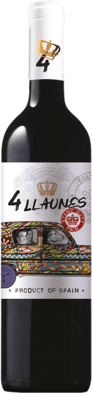 9,95 € Kostenloser Versand | Rotwein Family Owned 4 Llaunes Jung Levante Spanien Monastrell Flasche 75 cl