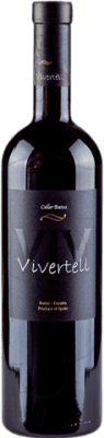 13,95 € Free Shipping | Red wine Celler de Batea Vivertell Negre Aged D.O. Terra Alta Catalonia Spain Tempranillo, Syrah, Grenache, Cabernet Sauvignon Bottle 75 cl