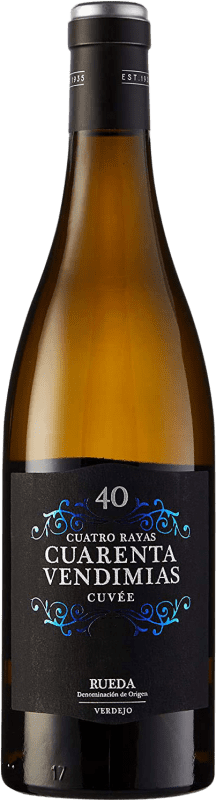12,95 € Spedizione Gratuita | Vino bianco Cuatro Rayas Cuarenta Vendimias Cuvée Giovane D.O. Rueda Castilla y León Spagna Verdejo Bottiglia 75 cl