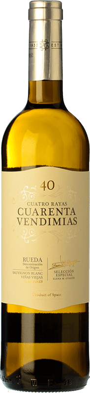 13,95 € 免费送货 | 白葡萄酒 Cuatro Rayas Cuarenta Vendimias 年轻的 D.O. Rueda 卡斯蒂利亚莱昂 西班牙 Sauvignon — 苏维浓 75 cl