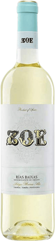 8,95 € Envío gratis | Vino blanco Santiago Ruiz Zoe Joven D.O. Rías Baixas Galicia España Godello, Loureiro, Treixadura, Albariño, Caíño Blanco Botella 75 cl