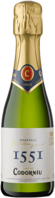 9,95 € Spedizione Gratuita | Spumante Bianco Codorníu 1551 Brut Nature Giovane D.O. Cava Catalogna Spagna Macabeo, Xarel·lo, Parellada Bottiglietta 20 cl