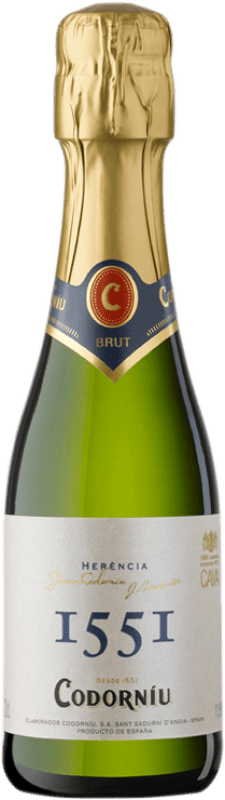 9,95 € Envoi gratuit | Blanc mousseux Codorníu 1551 Brut Nature Jeune D.O. Cava Catalogne Espagne Macabeo, Xarel·lo, Parellada Petite Bouteille 20 cl