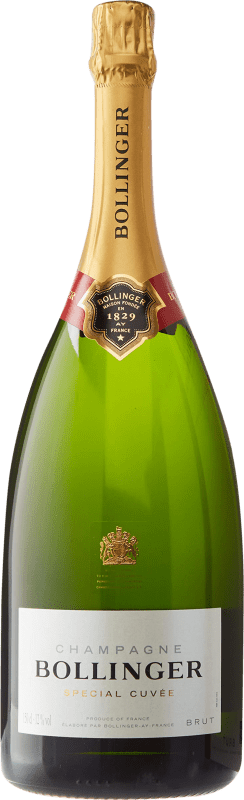 174,95 € Envoi gratuit | Vin Mousseux Blanc Bollinger Brut Cuvée Grande Réserve A.O.C. Champagne Champagne France Pinot Noir, Chardonnay, Pinot Meunier Bouteille Magnum 1,5 L