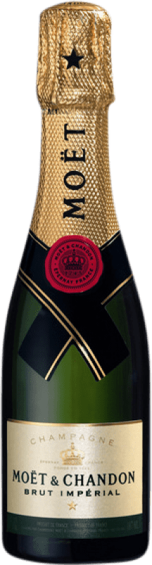 36,95 € 免费送货 | 白起泡酒 Moët & Chandon Brut — 起泡酒 干型 Impérial — 帝国 特级珍藏 A.O.C. Champagne 法国 Pinot Noir — 黑皮诺, Chardonnay — 莎当妮, Pinot Meunier — 黑皮诺·莫尼耶 半瓶装 37 cl