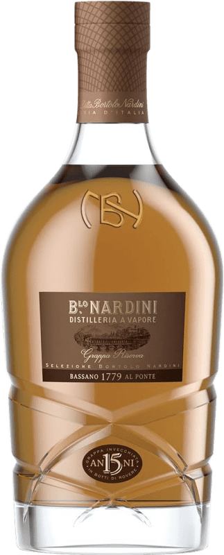 116,95 € Envio grátis | Aguardente Grappa Bortolo Nardini Selezione Itália 15 Anos Garrafa 75 cl