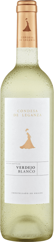 6,95 € 免费送货 | 白酒 Condesa de Leganza 年轻的 I.G.P. Vino de la Tierra de Castilla Castilla la Mancha y Madrid 西班牙 Verdejo 瓶子 75 cl