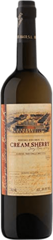 21,95 € Envio grátis | Vinho Generoso Fortificado Dios Baco Cream — Creme D.O. Jerez-Xérès-Sherry Andalucía y Extremadura Espanha Palomino Fino, Pedro Ximénez 75 cl