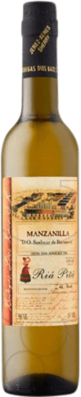 5,95 € Kostenloser Versand | Verstärkter Wein Dios Baco Riá Pitá D.O. Manzanilla-Sanlúcar de Barrameda Andalucía y Extremadura Spanien Palomino Fino Medium Flasche 50 cl