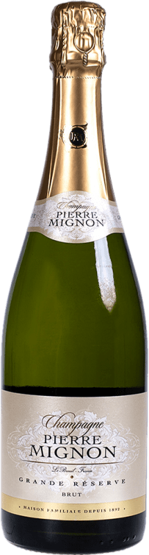 42,95 € Free Shipping | White Sparkling Wine Pierre Mignon Brut Grand Reserve — Long Barrel-Aged A.O.C. Champagne France Pinot Noir, Chardonnay, Pinot Meunier 75 cl