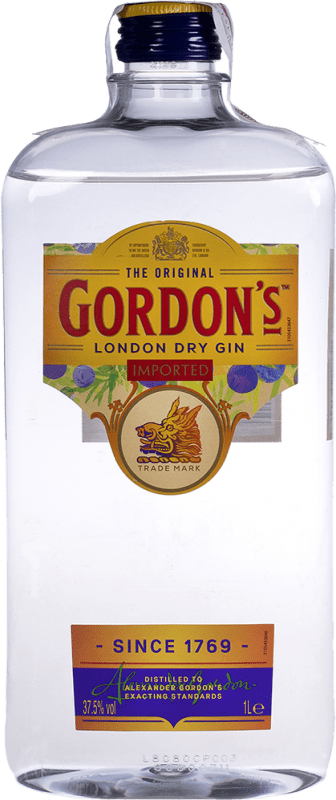 19,95 € Spedizione Gratuita | Gin Gordon's Regno Unito Bottiglia Fiaschetta 1 L